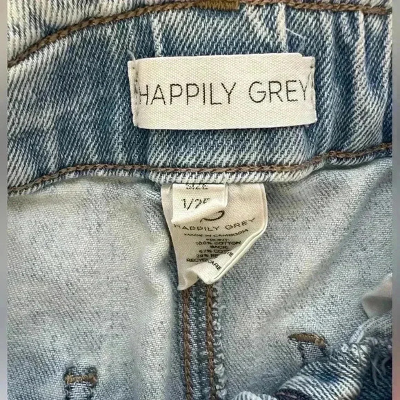 Happily Grey paper bag elastic waistband jean shorts size 25 summer vacation - Picture 3 of 5